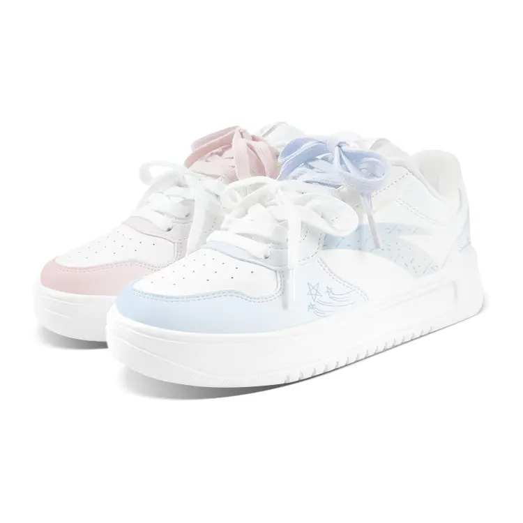 Anta Relaxed Coverage Slip Resistant Cushioning Low top Skateboard Shoes Unisex Blue Pink Mismatched