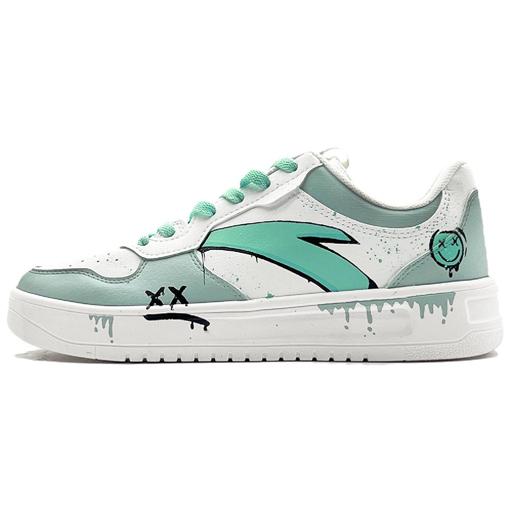 Anta Slip Resistant Cushioning Low Top Skateboard Shoes Men White Cyan