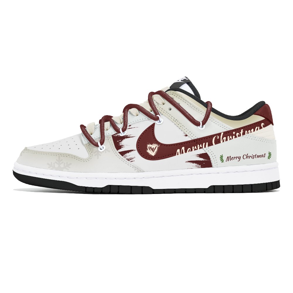 Nike Dunk Abrasion-Resistant Low-Top Skateboard Shoes Unisex White Red