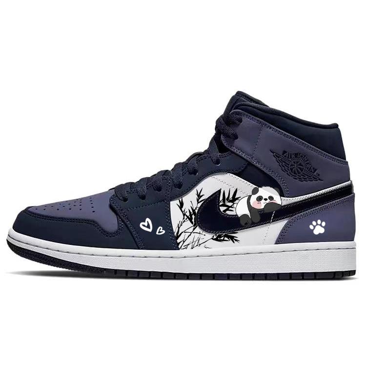 JORDAN Air JORDAN 1 Vintage Basketball Shoes Unisex Mid Top Purple/White