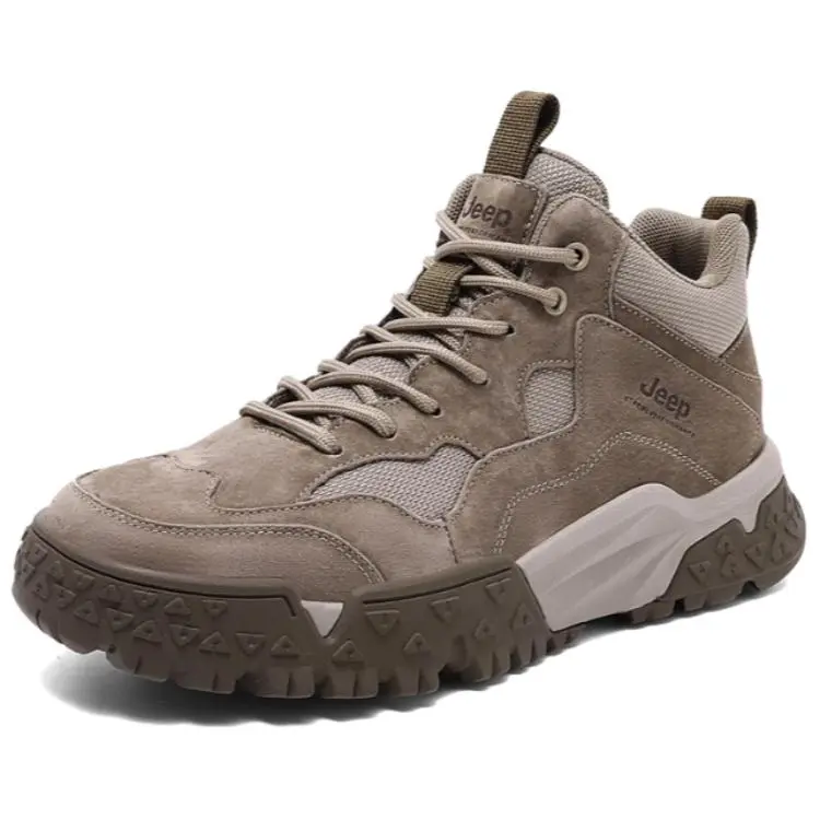 Jeep Wear-Resistant Mid-Top Trekking Shoes Men's Brown