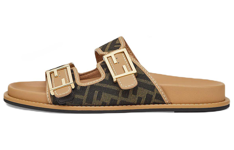 FENDI Logo Plaque Open-Toe Sandals Women's