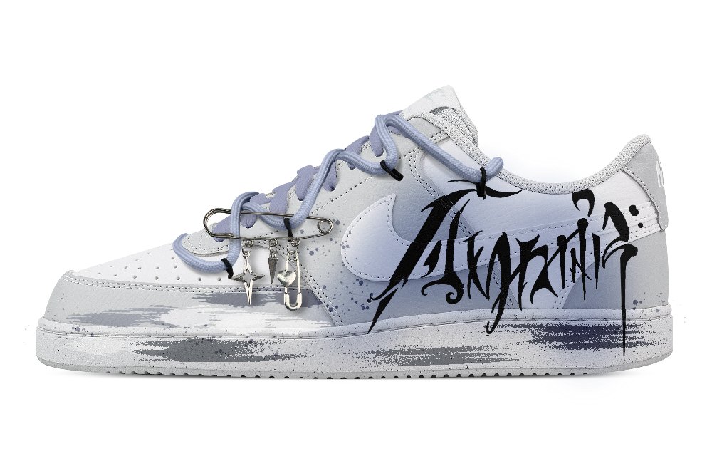 Nike Court Vision Drowned Abrasion Resistant Low Top Skateboard Shoes Men's White Gray Blue