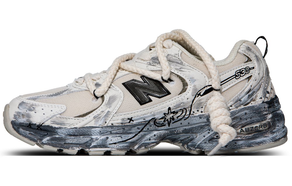 New Balance NB 530 Cushioning, Slip Resistant, And Abrasion Resistant Mid Top Running Shoes Unisex Ecru With Gray