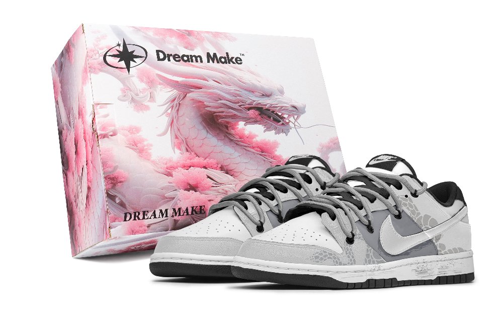 Nike Dunk Anti-Slip Wear-Resistant Low-Top Skateboard Shoes Unisex Silver Gray