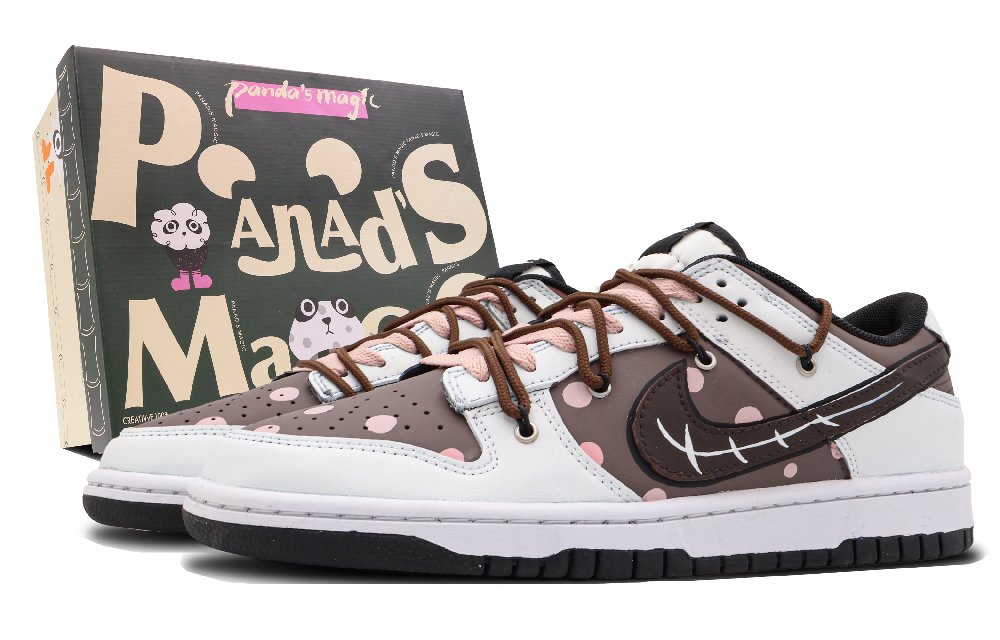Nike Dunk Low Low-Top Skateboard Shoes Men's Pink White Brown