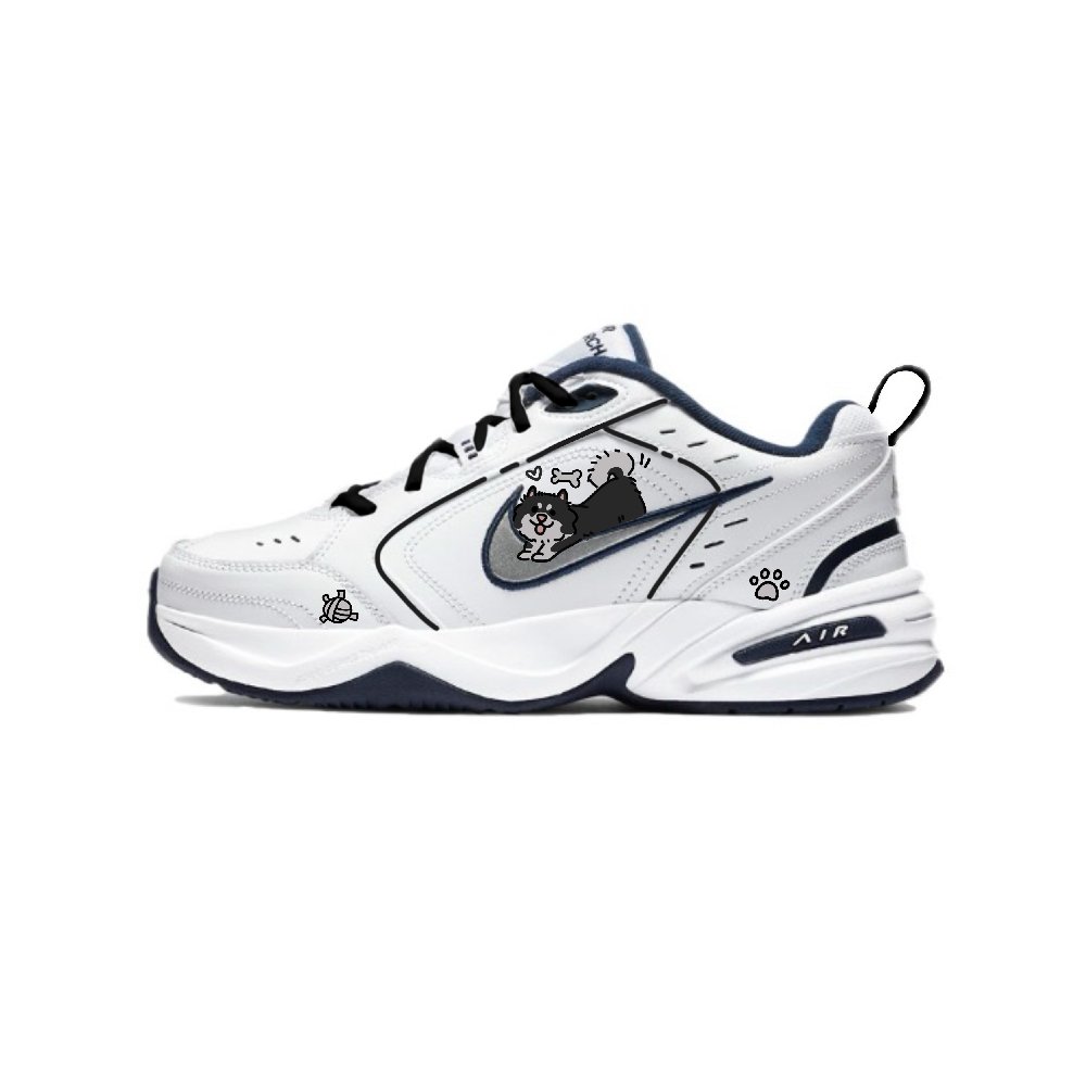 Nike Air Monarch 4 Anti-Slip And Wear-Resistant Height Increasing Low-Top Chunky Sneakers Unisex Black White