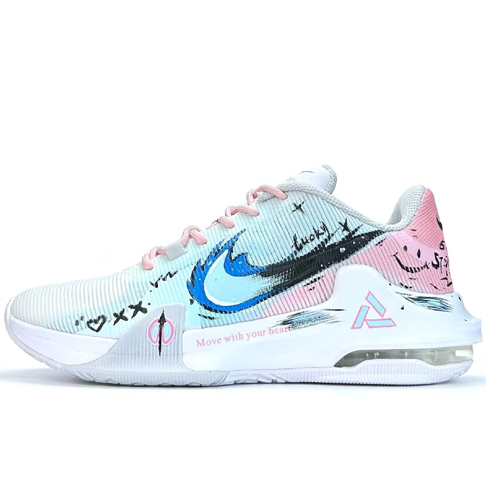 Nike Air Max Impact 4 Basketball Shoes Unisex Mid Top White/Pink/Blue