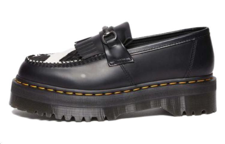 Dr. Martens Dr.Martens Adrian Snaffle Hair On & Leather Cow Print Kiltie Loafers 'Black' Women's