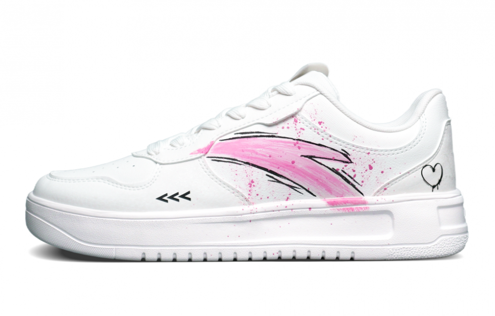 Anta Slip-Resistant Cushioning Low-Top Skateboard Shoes Men's White Pink