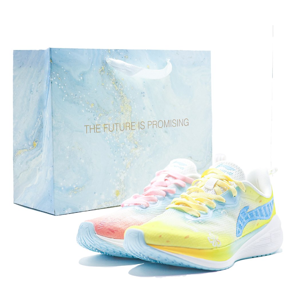 LiNing Wuyue Cushioning Abrasion Resistant Breathable Low Top Casual Running Shoes Men's Pink Yellow Mismatched