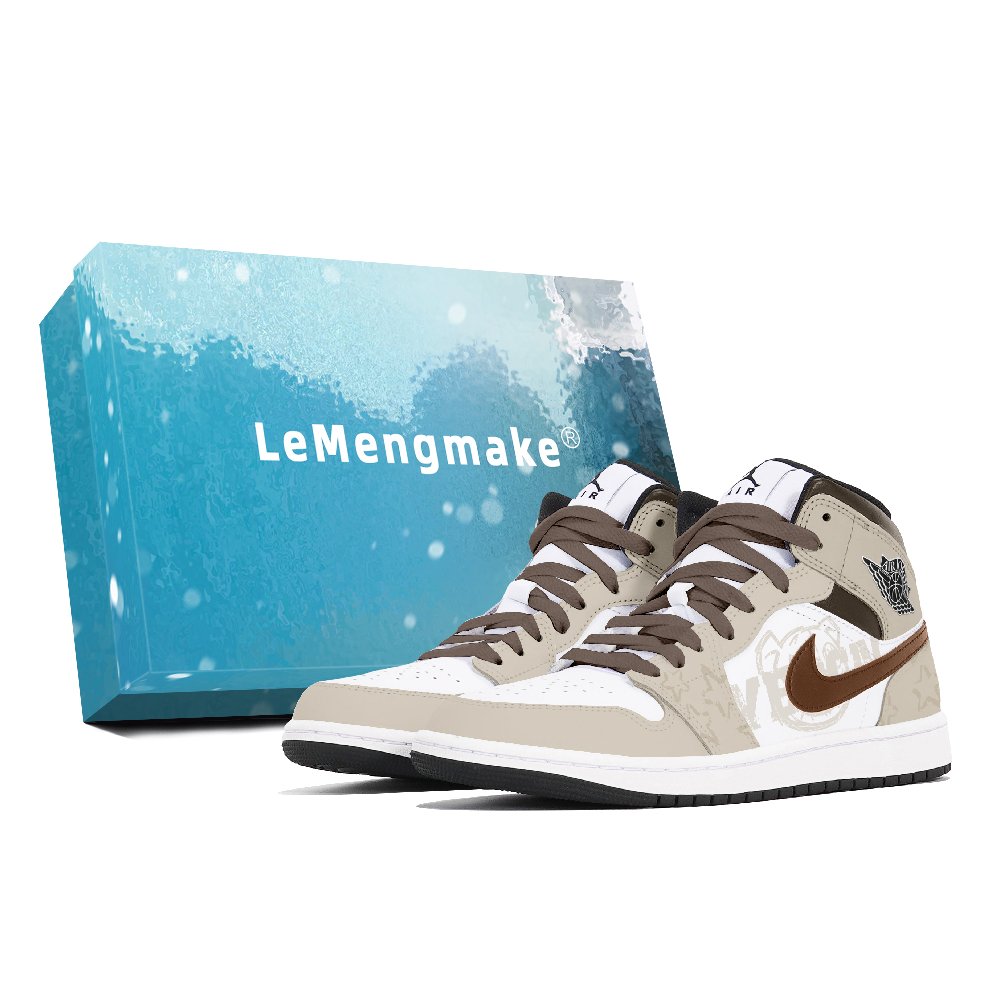 Jordan Air Jordan 1 Anti-Slip Wear-Resistant High-Top Vintage Basketball Shoes Men's Brown White