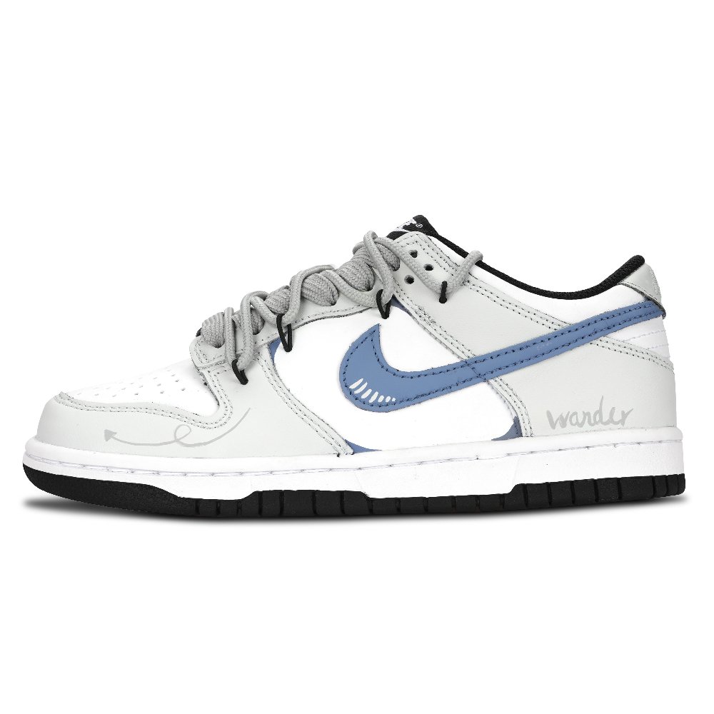 Nike Dunk Black White, Line Arrow Abrasion Resistant Low Top Skateboard Shoes Unisex Blue Gray