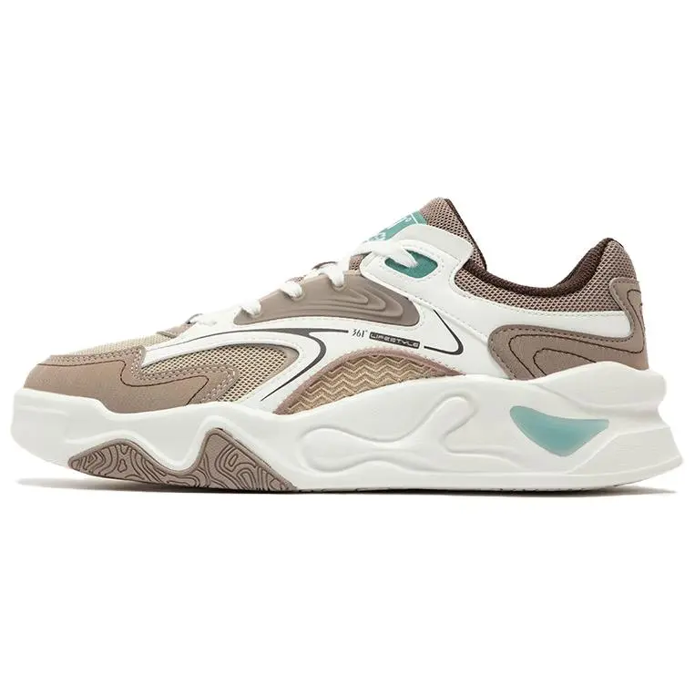 361° Abrasion-Resistant Slip-Resistant Low-Top Skateboard Shoes Men's White Brown