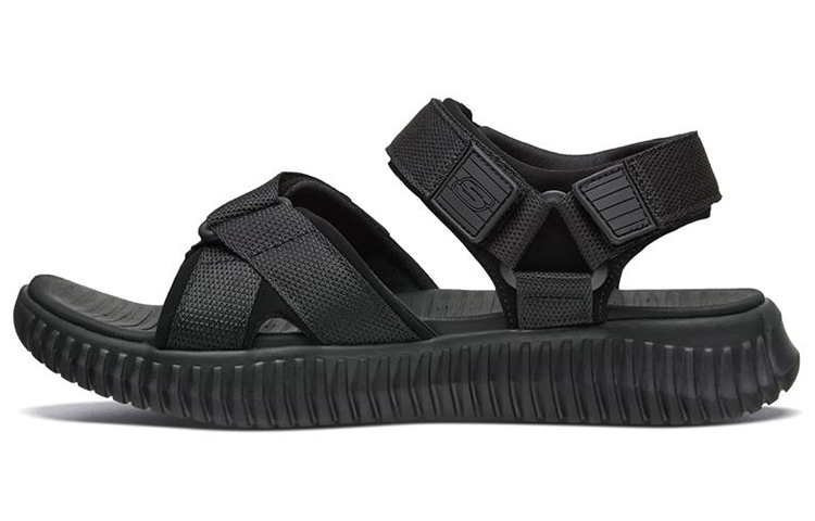 Skechers Elite Flex Velcro Sports Black Sandals