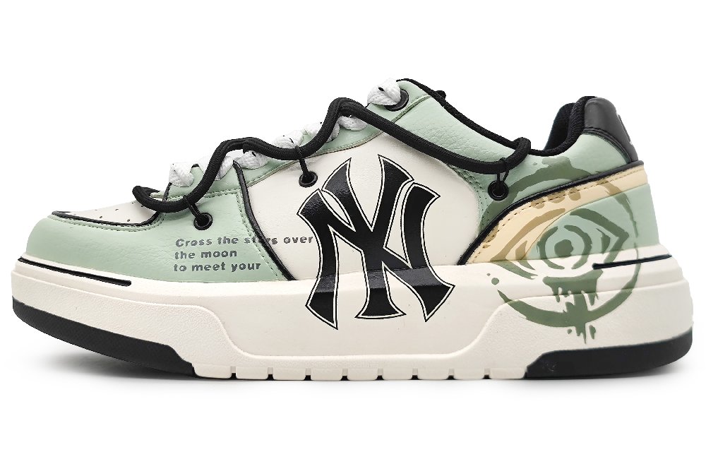 MLB Chunky Liner Anti-Slip And Wear-Resistant Height Increasing Low-Top Skateboard Shoes Unisex Green Gray