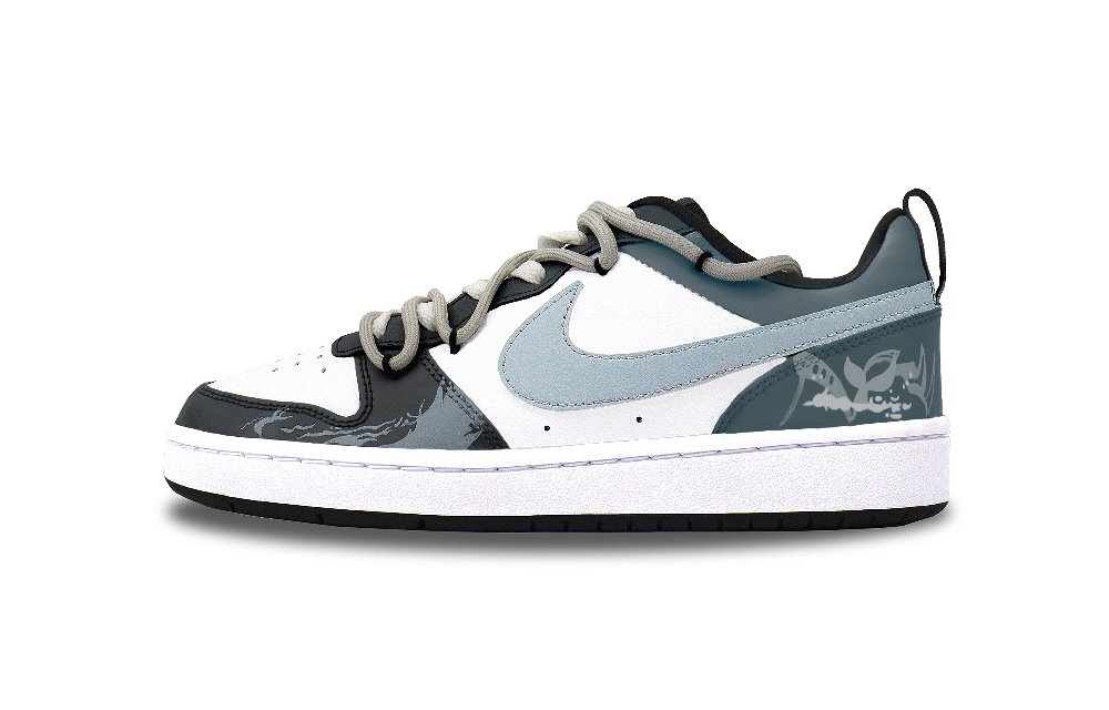 Nike Court Borough Low Blue Whale Tide Non slip Lightweight Low Top Skateboard Shoes GS Blue White