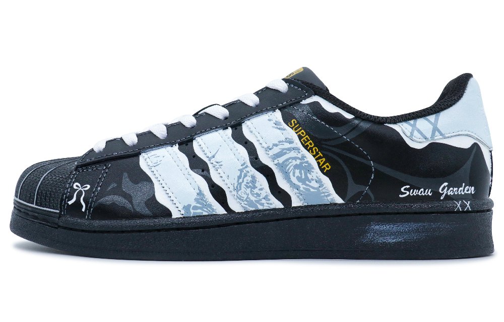 Adidas Originals SUPERSTAR Wear-Resistant Slip-Resistant Low-Top Skateboard Shoes Unisex Black Blue