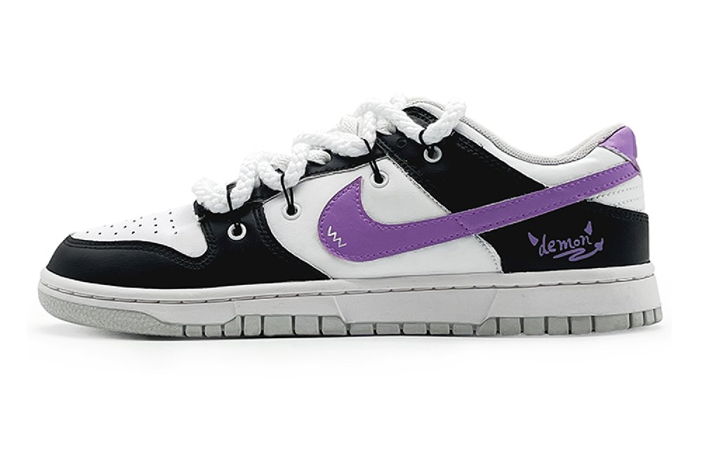 Nike Dunk 'Neutral Grey' Slip-Resistant Cushioning Abrasion-Resistant Low-Top Skateboard Shoes GS Black Purple