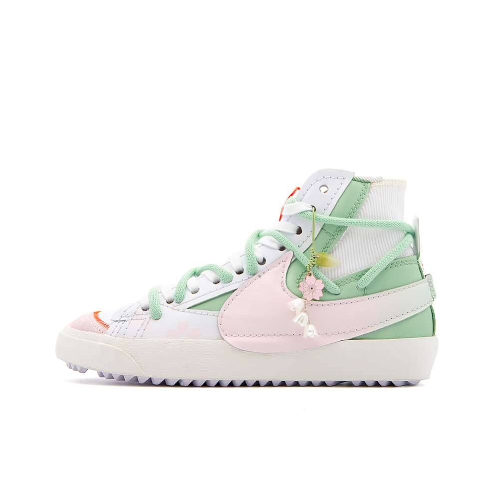 Nike Blazer Skateboard Shoes Unisex Mid-Top White/Green/Pink
