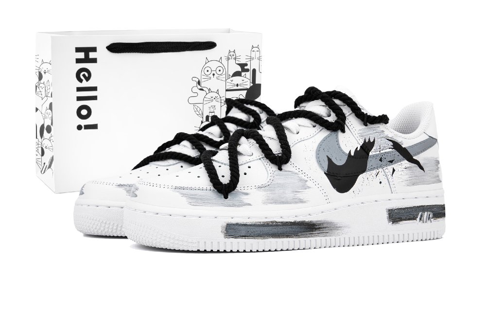 Nike Air Force 1 Low-Top Skateboard Shoes Unisex Black White Gray