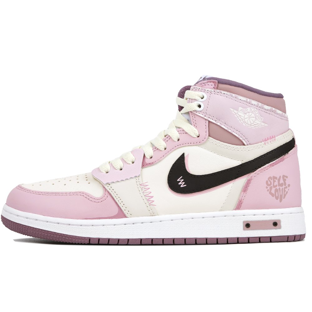 Jordan Air Jordan 1 Anti-Slip And Wear-Resistant Water-Resistant High-Top Vintage Basketball Shoes GS Beige Pink