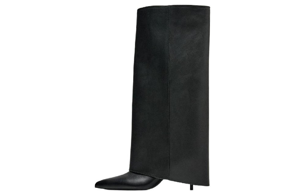 ZARA Knee-high Boots 7cm Women's Black