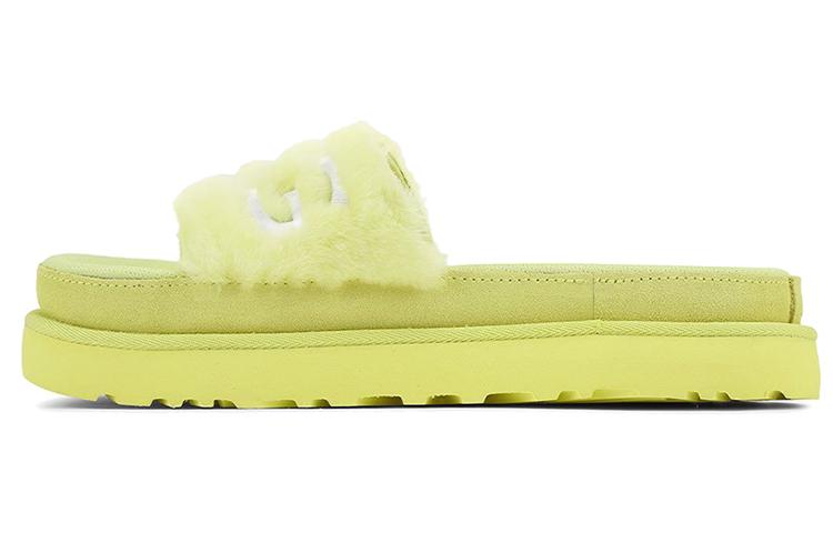 UGG Laton Fur Slide Yellow Slippers Women's