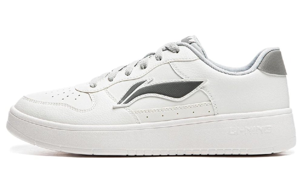 LiNing Pontoon Boats Slip Resistant Cushioning Abrasion Resistant Low Top Skateboard Shoes Men's White Gray