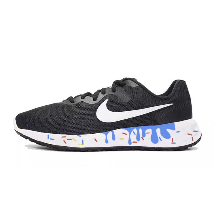 Nike REVOLUTION 6 Anti-Slip And Wear-Resistant Breathable Low-Top Running Shoes Men's Black White
