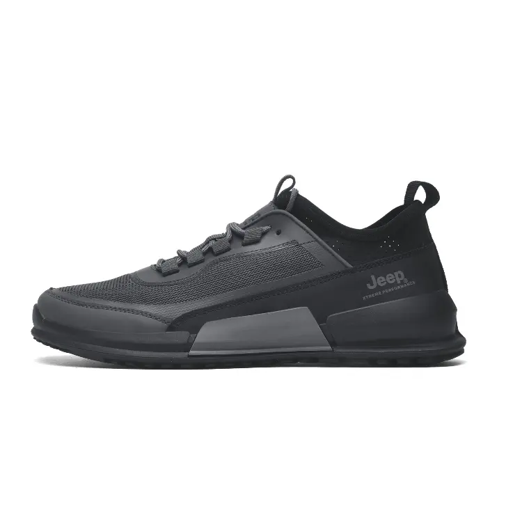 Jeep Breathable Wear-Resistant Lightweight Mid-Top Life Casual Men's Black Gray