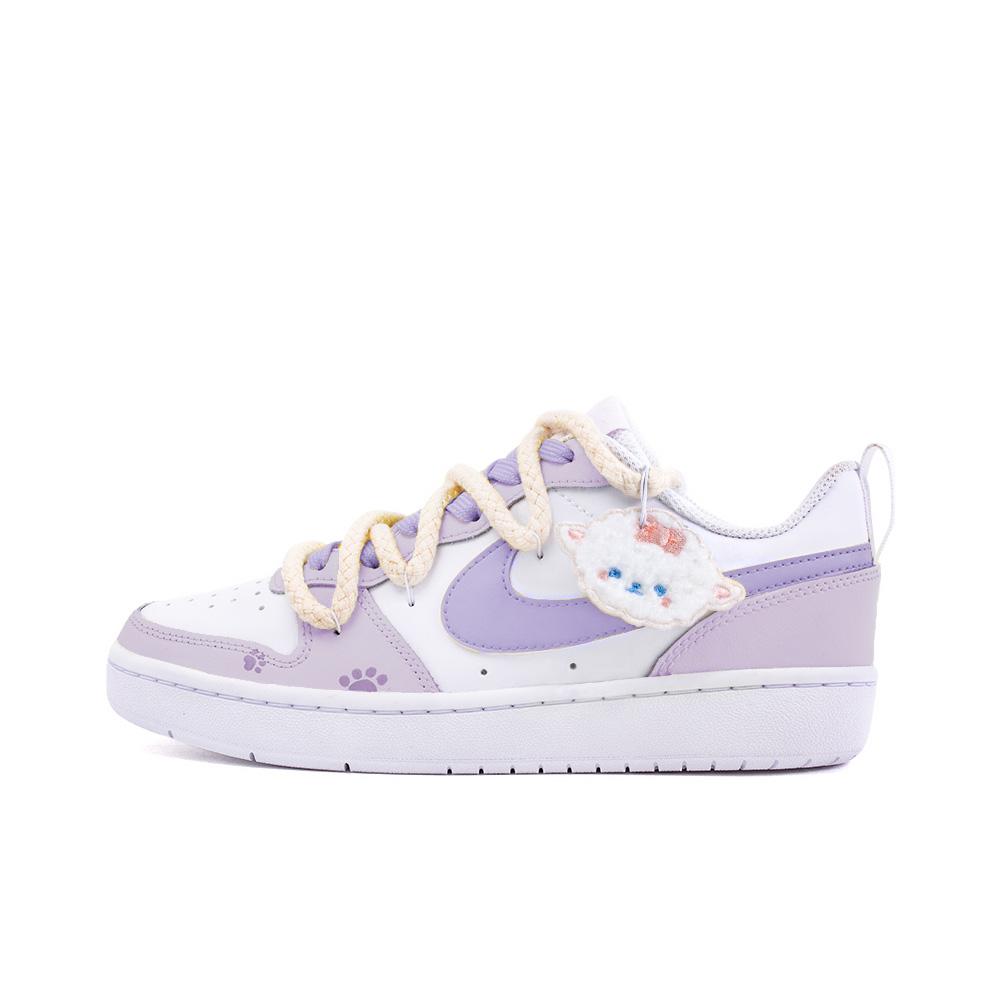 Nike Court Borough Low Midsummer Dream, Amber Anti Slip Wear Resistant Low Top Skateboard Shoes GS White Purple