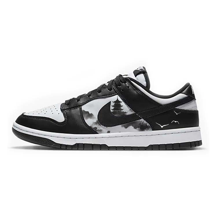 Nike Dunk Slip-Resistant Cushioning Wear-Resistant Low-Top Skateboard Shoes Unisex Black White