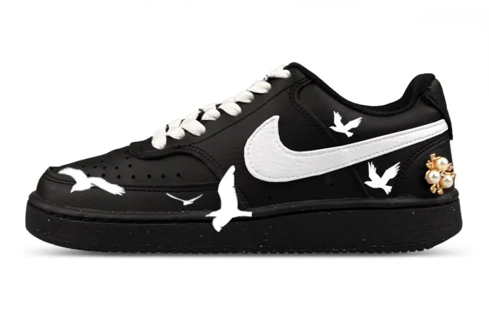 Nike Court Vision Low Abrasion Resistant Low top Skateboard Shoes Unisex Black