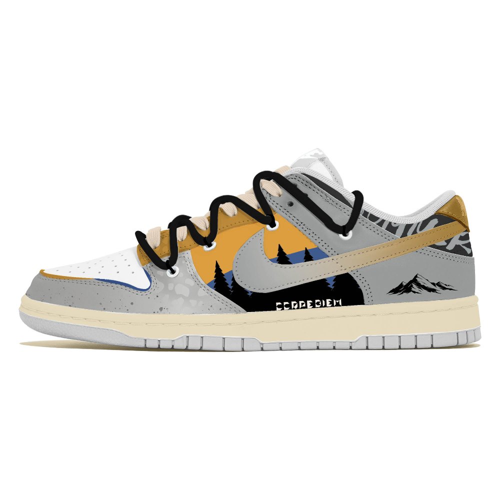 Nike Dunk Joy Lemon Abrasion-Resistant Low-Top Skateboard Shoes Men's White Gray