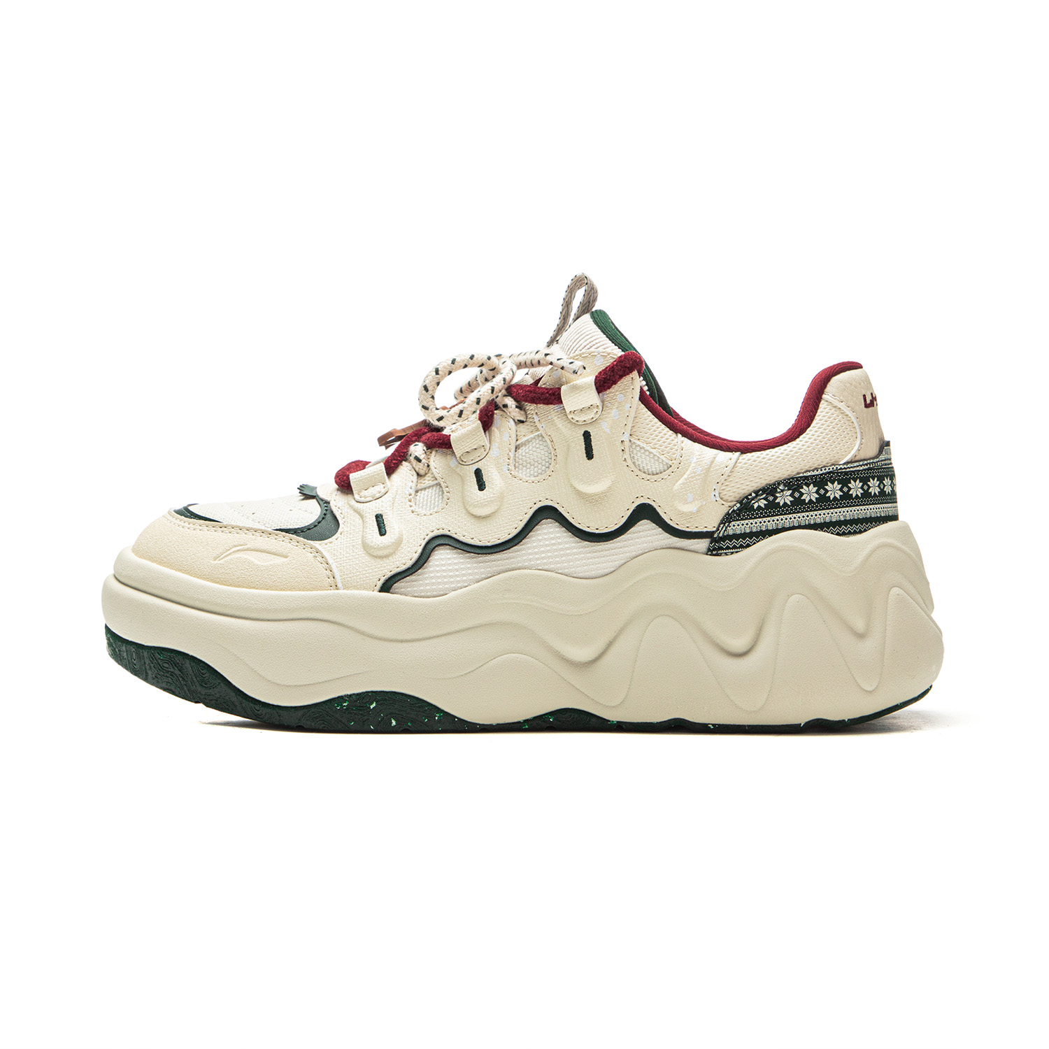 LiNing Cheese 3.0 Slip Resistant, Abrasion Resistant, Lightweight Low top Skateboard Shoes Women's Ecru