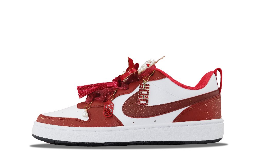 Nike Court Borough 2 Anti-Slip Wear-Resistant Low-Top Skateboard Shoes Women's Red