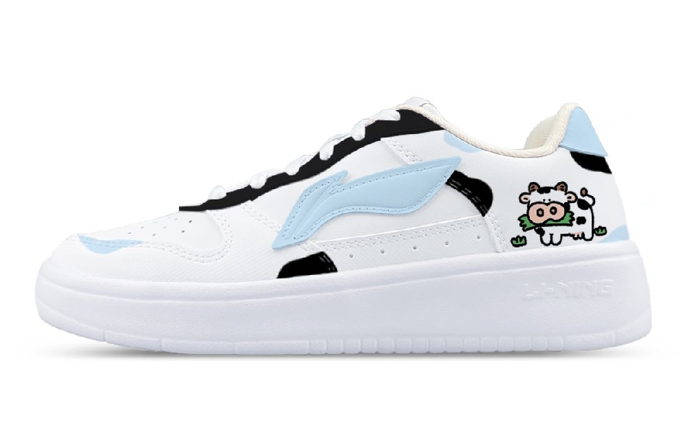 LiNing Pontoon Boats Abrasion Resistant Breathable Height Increasing Low Top Skateboard Shoes Women's White Blue Black