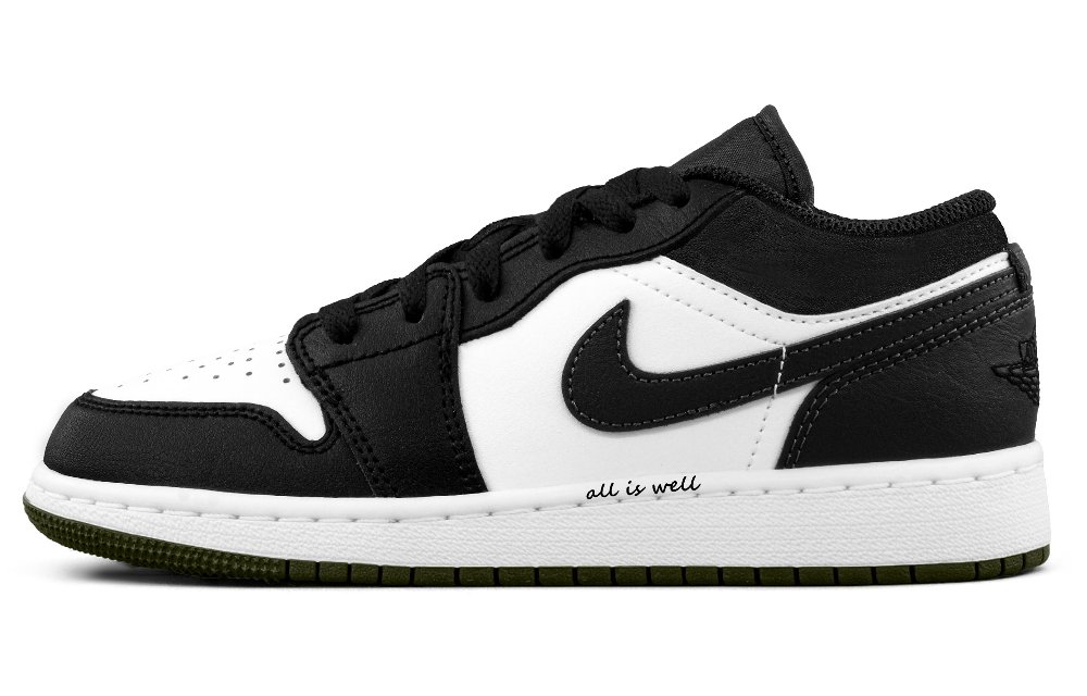 Jordan Air Jordan 1 Cushioning, Wear Resistant Low Top Vintage Basketball Shoes Unisex Black White