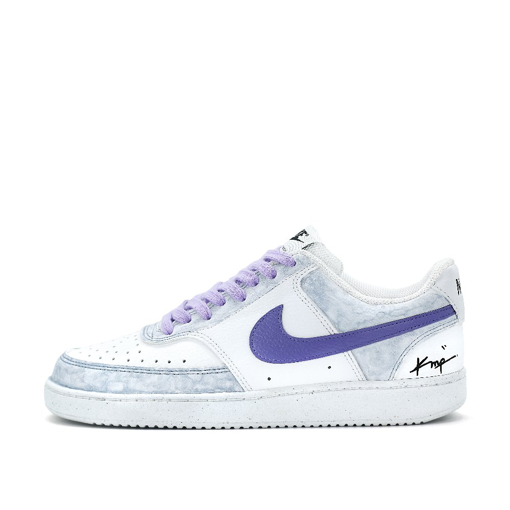 Nike Court Vision 1 Anti Slip Wear Resistant Low Top Skateboard Shoes Men's White Purple