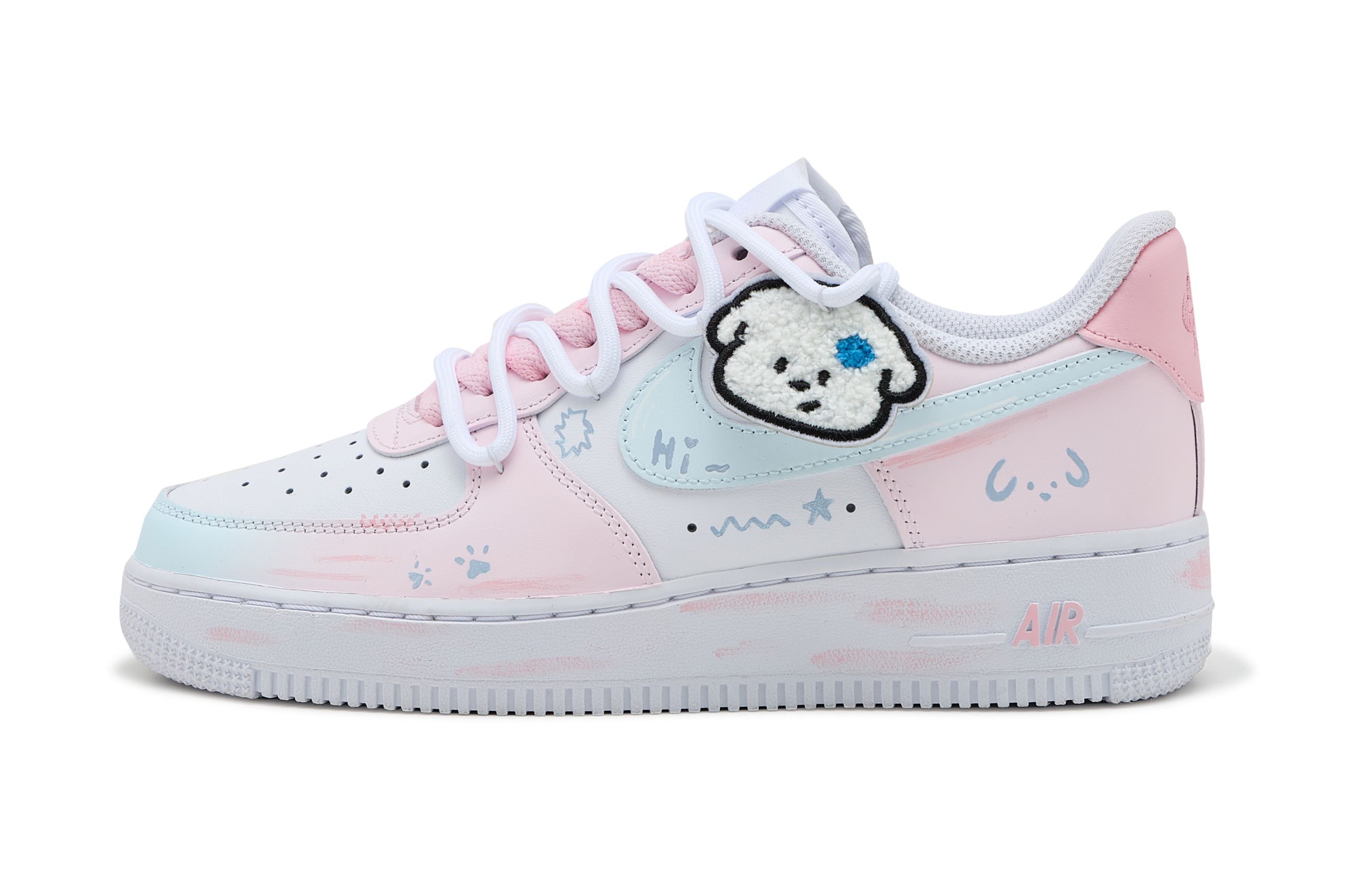 Nike Air Force 1 Puppy Track SAML Low top Skateboard Shoes Women's Pink White
