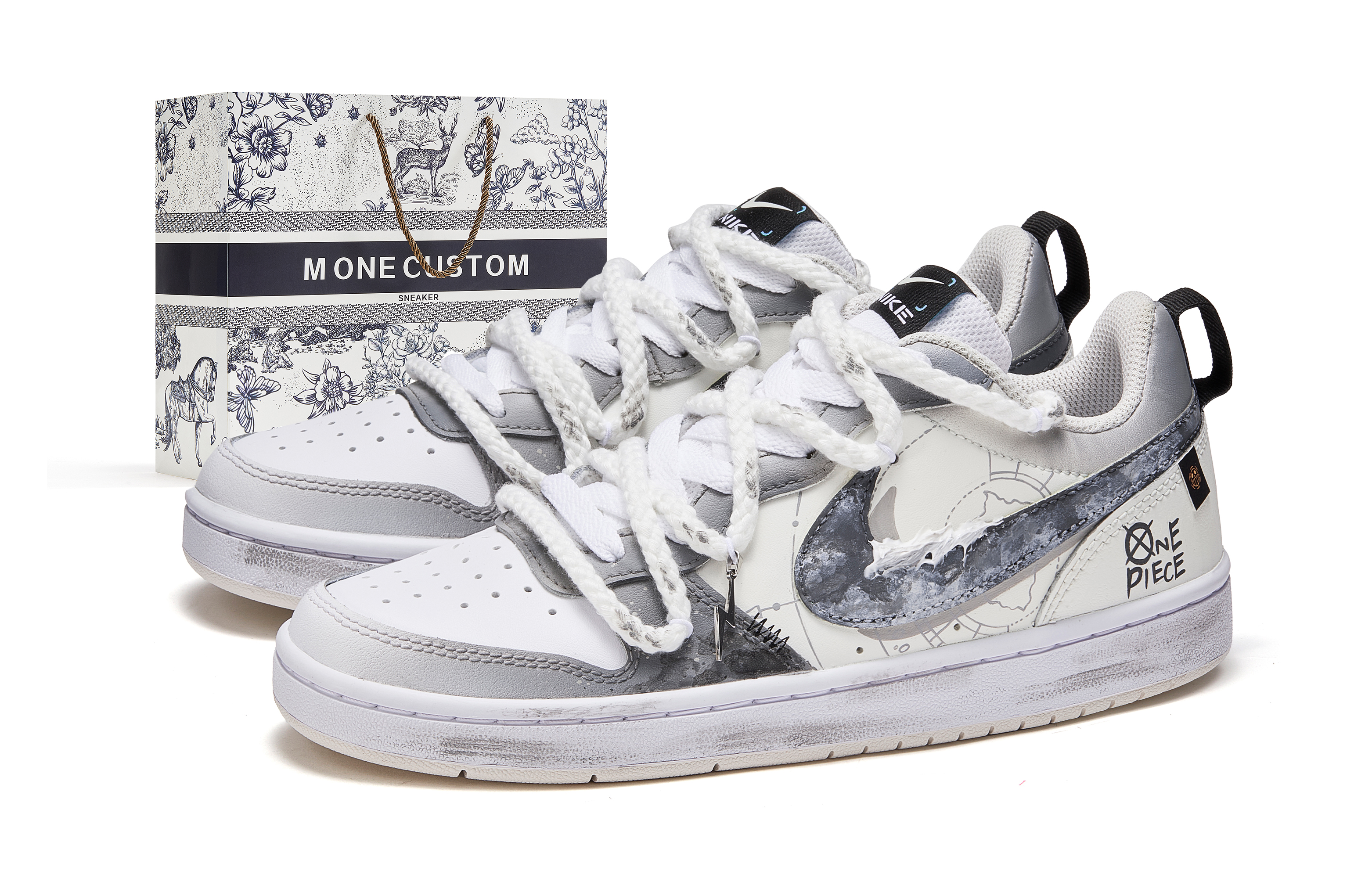 Nike Court Borough 2 Nautical Storm Cushioning, Wear Resistant Low Top Skateboard Shoes Women's Gray