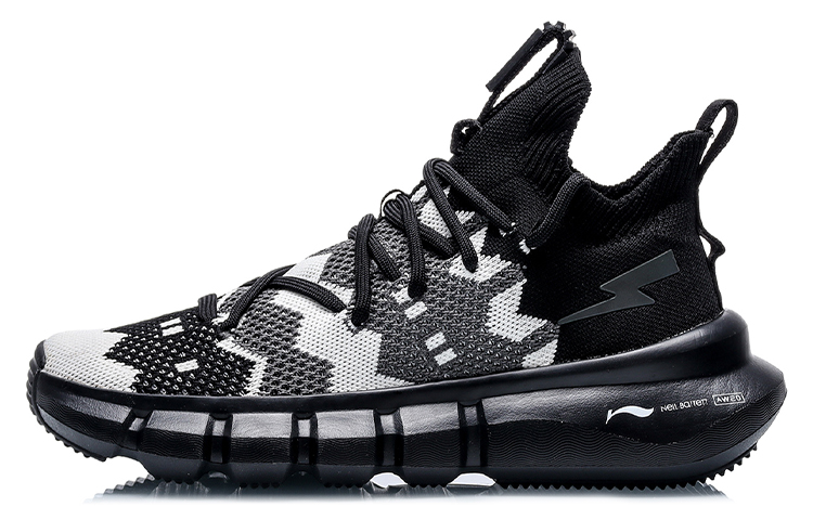 Neil Barrett X LiNing Essence 2.3 Vintage Basketball Shoes Women's Mid-Top Black/White