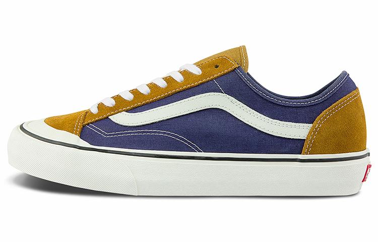 Vans Style 36 Splicing Contrasting Colors Low Tops Casual Skateboarding Shoes Unisex Navy Blue Yellow