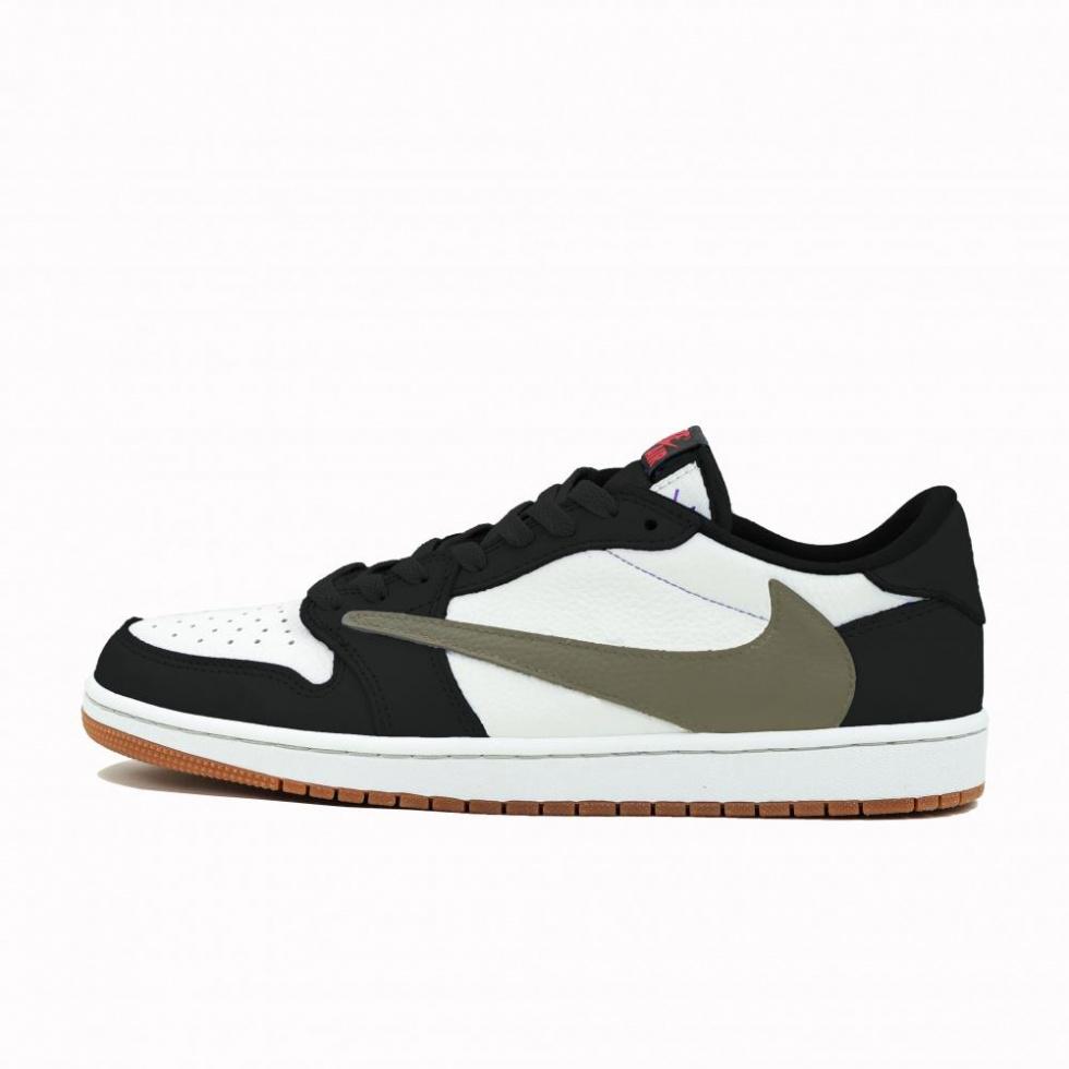 Travis Scott x Jordan Air Jordan 1 Anti-Slip Wear-Resistant Low-Top Vintage Basketball Shoes Women's Black White