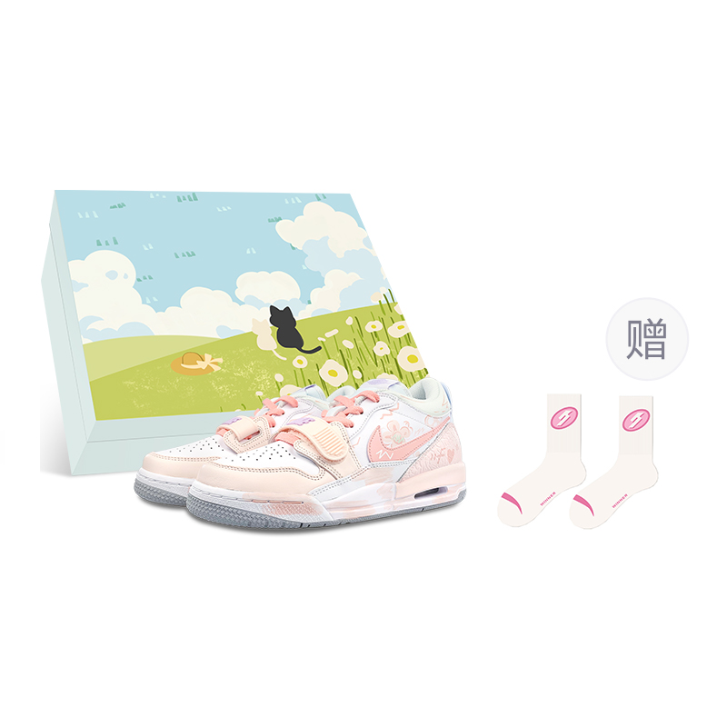 Jordan Legacy 312 Anti-Slip Wear-Resistant Low-Top Vintage Basketball Shoes Women's White Pink