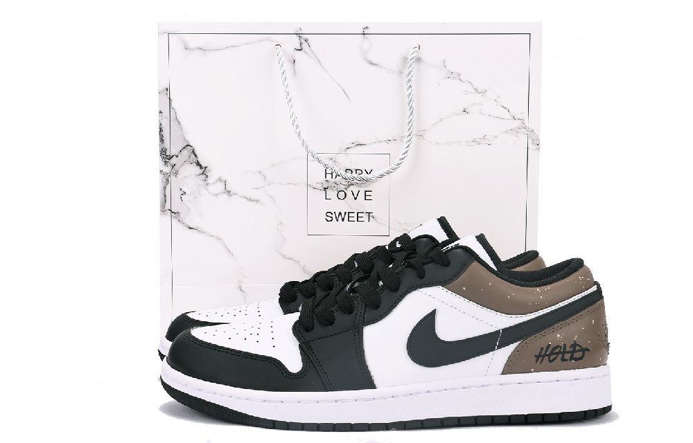 JORDAN Air JORDAN 1 Vintage Basketball Shoes Men Low Top Black White Brown