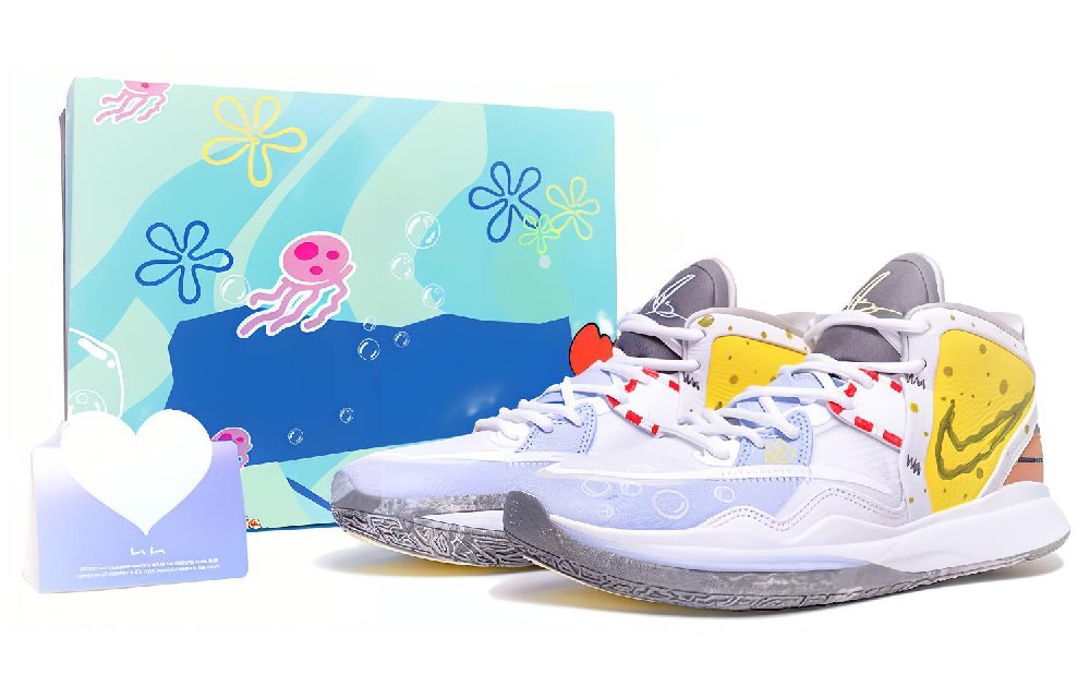 Nike Kyrie 8 Infinity Basketball Shoes Unisex Mid Top White/Yellow/Ice Blue