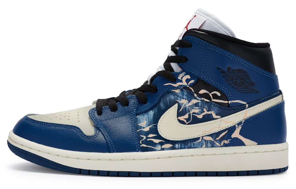 Jordan Air Jordan 1 Mid 811 Manufacturing High-Top Vintage Basketball Shoes Women's Blue Beige