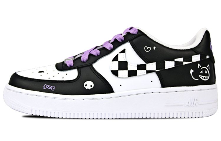 Nike Air Force 1 07 Air Force 1 Anti-Slip Wear-Resistant Low-Top Skateboard Shoes Women's Black White Purple